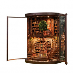 Isetehtav raamatumaja komplekt LED-valgusega K&auml;sit&ouml;&ouml; Vintage 3D Puidust Pusle Raamatupoe Miniatuur Nukumaja Raamaturiiuli Kaunistus Raamatus&otilde;bra Kingitus 1pc