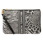 Michael Kors MK Jet Set Charm Loomamustriga Moodne T&ouml;&ouml;le Kaasav Lukuga Rahakott Suur Naiste Rahakott Must Beež 32T2GT9W3J-987 Basic Set (Bag+Dust Bag)