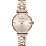 Emporio Armani Gianni T-Bar Roosakuld Roostevaba teras Naiste kvartsikell AR11059 roosa kuldne v&auml;rv