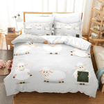 Loomadega tekikottide komplekt Multikas Valge Lamba teemaline muster Kawaii Kuningas Kuninganna Twin Full Suurus Lastele Teismelistele Pol&uuml;ester Voodipesu komplekt EU single(135x200cm) white