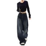 Vintage t&auml;navar&otilde;ivad Y2k kottis teksad, naised Harajuku retro laia s&auml;&auml;rega &uuml;lisuured teksap&uuml;ksid, naiste mood 90ndate esteetilised teksap&uuml;ksid S