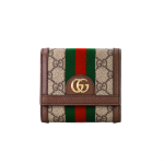 Gucci Ophidia GG Supreme L&otilde;uend Web Triip Kaheklappiline Rahakott Kuldse Topelt G Logoga Unisex Luksuslikuks Igap&auml;evaseks Kasutamiseks Box(Basic Set+Box)