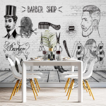 Juuksuri&auml;ri 3D seinamaalingud Tapeet Vintage Moodne Juuksurisalongi Tapeet Sobib Juuksuri&auml;ri Ilusalongi Seinamaalinguteks 200 cm(W) x 140 cm(H)