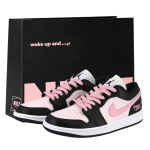 Jordan Air Jordan 1 &Uuml;lemise kvaliteediga veisenahast Madalad Vintage Korvpallijalatsid Unisex Must Roosa Sweetheart DC0774-101(Team1276-) 38
