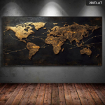Kaasaegne abstraktne kuldne maailmakaardi seinamaaling &uuml;hendavate nooltega, musta ja kuldse metallilise viimistlusega, sobib elutuppa (as the picture,50x100cm No Frame)