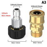 Survepesuri kiir&uuml;hendusliitmikud M22 14/15 mm kuni 1/4 3/8 tolli survepesuri voolik ja p&uuml;stoli adapter Max 4500 PSI black
