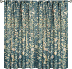 Boho Lilleline William Morris Blackout Aknakardin, Retro Lillede ja Lindude Mustriga Tr&uuml;kitud Aknakardinad 53x116cm 2pc21x46in