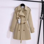 Talvine Uus Temperamentne Trenchcoat Naiste V&auml;ike Briti Stiil Korea Suur Suurus Keskmine ja Pikk V&ouml;&ouml;koht ja &Otilde;huke Mantel M khaki