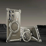 Z-kujuline titaanist metallist telefonikate Samsang Galaxy S24 S25 Ultra S24Plus telefonile, Magsafe p&otilde;rkeraam 360&deg; magnetilise p&ouml;&ouml;rleva hoidikuga aluminum&Galaxy S25+ must