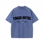 Retro pestud vintage T-s&auml;rk Rockib&auml;ndi Tokio Hotel Kaulitzi T-s&auml;rk Meeste mood Vabaaja pusa dressipluus Mehed Naised T-s&auml;rk S