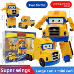 AULDEY Super Wings Muunduvad M&auml;nguasjad, Jett & Carl Komplekt, 2 Režiimi Robot, Vajuta Valgustamiseks, Ametlikult Litsentseeritud Ametlikult Litsentseeritud