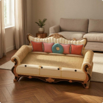 Diivan Kassikriimustus T&otilde;stetud seljatugi Pappdiivan Kaardus k&auml;etoed Retro P&otilde;hiline Chaise Sofa