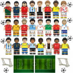Klotsid Jalgpallit&auml;htede Minikujude Komplekt - Messi, Ronaldo, Pele, Bale Klotside Mudel Jalgpalliv&auml;ljaku Stseen M&auml;nguasi Loov Montaaž Laste Kingitus Set K