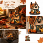 3 s&uuml;gisk&uuml;la maja komplekt, k&otilde;rvitsa miniatuurne dekoratsioon tuledega , hubane &ouml;&ouml;lamp One Size black