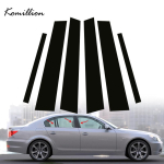6 tk auto ukse akna sammaste kattekleebised l&auml;ikivmustad BMW 5. seeriale E60 4 ust 2003-2010 lisatarvikud white