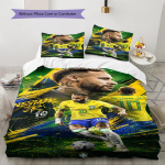 Neymar Jr Brasiilia Muster Voodipesukomplekt Tekikate Padjap&uuml;&uuml;r Kodu Dekoor Kingitus (1 * tekikott + 2 * padjap&uuml;&uuml;ri, ilma s&uuml;damikuta) 135x200cm