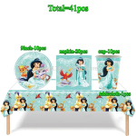 Aladdin Jasmine Printsess T&uuml;drukute S&uuml;nnip&auml;evapeo Dekoratsioonikomplekt &Uuml;hekordsed Lauan&otilde;ud Taldrikud Tassid Salvr&auml;tikud Laudlina &Otilde;hupallid Peokotid