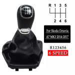 Skoda Octavia A7 MK3 2014 2015 2016 2017 Manuaalsele 5/6-k&auml;igulisele autole K&auml;igukangi nupp PU-nahast tolmukattega Auto-stiil black