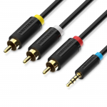Ventilatsiooniava 3,5 mm kuni RCA AV-kaamera videokaabel 3,5 mm isane kuni 3RCA isane pistik Stereo audio-video AUX kaabel nutitelefonide kodukino jaoks 1.5m must