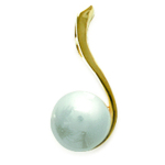 Les Tr&eacute;sors De Lily [C6355] - Pendentif Plaqu&eacute; Or 'Perla' Blanc Dor&eacute; - 15x8 mm valge