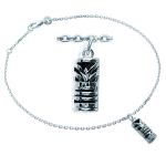 Les Tr&eacute;sors De Lily [J3054] - Cha&icirc;ne Cheville Argent 'Tikki' noir argent&eacute; - 25 cm 10x5 mm must