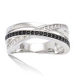 Bague Argent 'Sissi' noir blanc argent&eacute; (rhodi&eacute;)- 7 mm 52 must