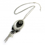 Les Tr&eacute;sors De Lily [N8827] - Collier Cr&eacute;ateur 'Alta&iuml;' noir argent&eacute; must