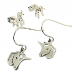 Les Tr&eacute;sors De Lily [P8073] - 2 paires de boucles Acier 'Licorne My Unicorn' argent&eacute; - 10x10 mm et 11x10 mm h&otilde;be
