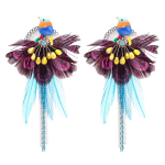 Les Tr&eacute;sors De Lily [Q4971] - Boucles Cr&eacute;ateur 'Acapulco' multicolore (oiseau) - 90x45 mm mitmev&auml;rviline