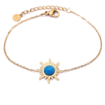 Les Tr&eacute;sors De Lily [Q8704] - Bracelet cr&eacute;ateur Acier 'Soleil' turquoise dor&eacute; - 15 mm t&uuml;rkiissinine