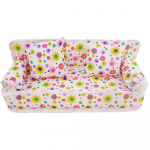 1 tk mini-nukumaja m&ouml;&ouml;bel, lilledest riidest diivan koos 2 padjaga Barbie nukumaja m&auml;nguasja tarvis