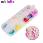 Nail Art Glitter Candy Color Ice Shell Foolium helbed Geel Tips Dekoratsioon