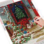 DIY teemantmaaling j&otilde;ulupuu t&auml;isruudukujuline &uuml;mmargune teemanttikandid multifilm mosaiik k&auml;sitsi valmistatud kingitus Full Round (20X30CM)