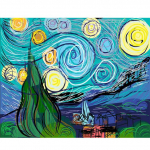 5D teemantmaal Van Goghi t&auml;histaevas maastik Teemanttikandid maal Ristpistes maal Mosaiik DIY Kodukaunistus Full Round 20X30CM punane