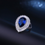 WWJ Elegant Jewelry Suur kuupmeetriline tsirkooniumoksiidist reguleeritav s&otilde;rmus naistele kuninglik sinine v&auml;rv