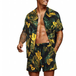 Uus meeste suvine suures suuruses s&auml;rgi komplekt Kaheosaline &uuml;likond Andhome riided pidžaamad mugavad lahtised lihtsad rannas&auml;rgi komplektid Yasheng 5XL kollane/must