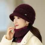 Talvine s&uuml;gisbareti m&uuml;ts naistele Villane kootud m&uuml;ts emale j&auml;nese karusnahast barett Solid Fashion Lady Cap S&uuml;gism&uuml;ts Naiste m&uuml;ts