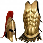 Armor keskaegne Sparta kiivri kost&uuml;&uuml;m koos keskaegse r&uuml;&uuml;tli soomuse lihasjopega