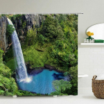 Kaasaegne 3D-printimine metsa du&scaron;ikardin Roheline taimepuu maastikuga vannikardin konksudega vannitoa veekindla maastiku jaoks 150x180cm