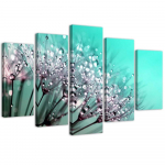 Viieosalise pildiga l&otilde;uendiprint Blower Turquoise Flower 100x70 roheline