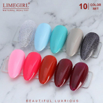 Limegirl 10tk/komplekt Geel-k&uuml;&uuml;nelakk Populaarsed v&auml;rvid Poolp&uuml;siv Leotus UV LED K&uuml;&uuml;nekunstnik Geelid K&uuml;&uuml;nelakk