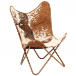 Nahast Butterfly Chair Pruun ja valge ehtsast kitsest ehtsast nahast kattega tugitool 29 x 26 x 35 in pruun/valge