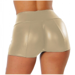 Naiste moodsad seksika v&auml;rvi PU-nahast Hot Pants Pluusid L&uuml;hikesed p&uuml;ksid L beež