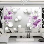 Fototapeet 3D stereoring pall lilla calla lille seinamaalingud kaasaegne magamistuba elutuba teler Taust seinamaaling 200 cm(W) x 140 cm(H)