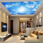 Moodne 3D fototapeet Sinine taevas ja valge pilve seinapaberid Kodu sisekujundus elutuba lae fuajee seinamaaling 200 cm(W) x 140 cm(H)