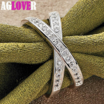 925 Sterling Silver AAA tsirkoon Letter X Ring Moeehted 7#