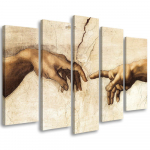 Viieosalise pildiga l&otilde;uenditr&uuml;kk Aadama loomine 100x70 beež