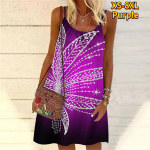 Naiste lilleline s&auml;rav teemant suur lillega tr&uuml;kitud minikleit varrukateta peokleit suvine rannakleit p&auml;ikesekleit XS punane