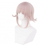 Anime Super Dangan Ronpa Nanami ChiaKi parukas Cosplay kost&uuml;&uuml;m Dangan Ronpa kuumakindlad s&uuml;nteetilised juuksed naiste parukad Short beež