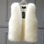 Talvine emane rebase karusnahast vest mantel Talvine soe valge must hall karusnahast vest jope suur varrukateta mantel vabaaja ema vesti mantel L valge